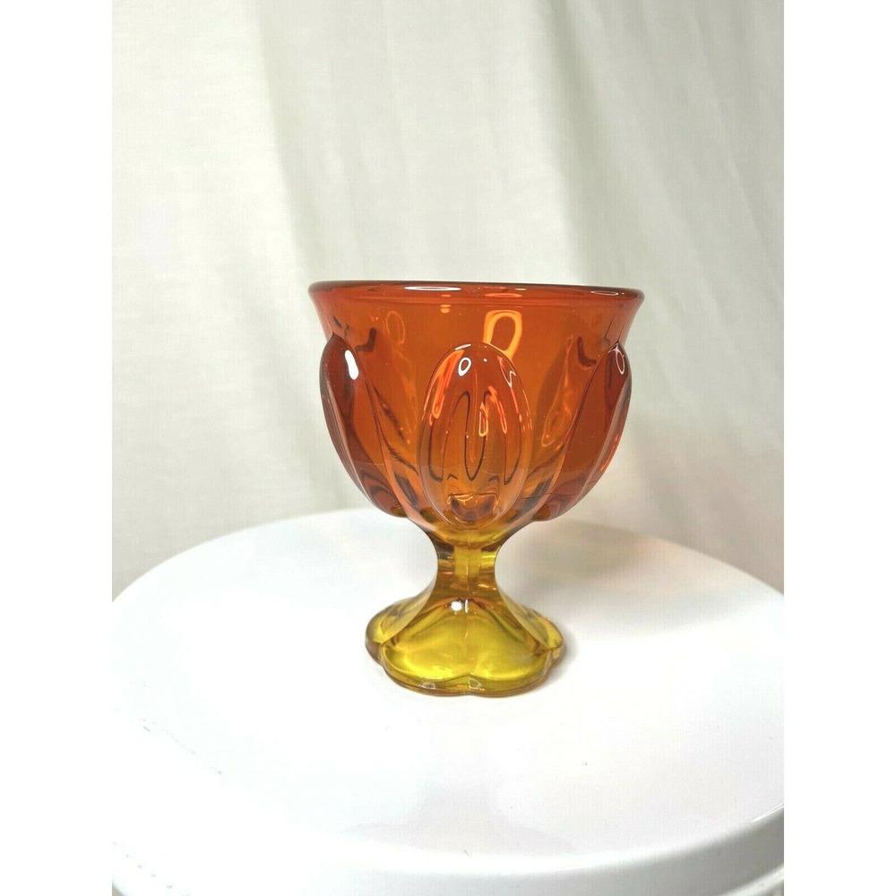 Vintage Yellow/Orange Footed Parfait Bowl - Mid Century - Glass